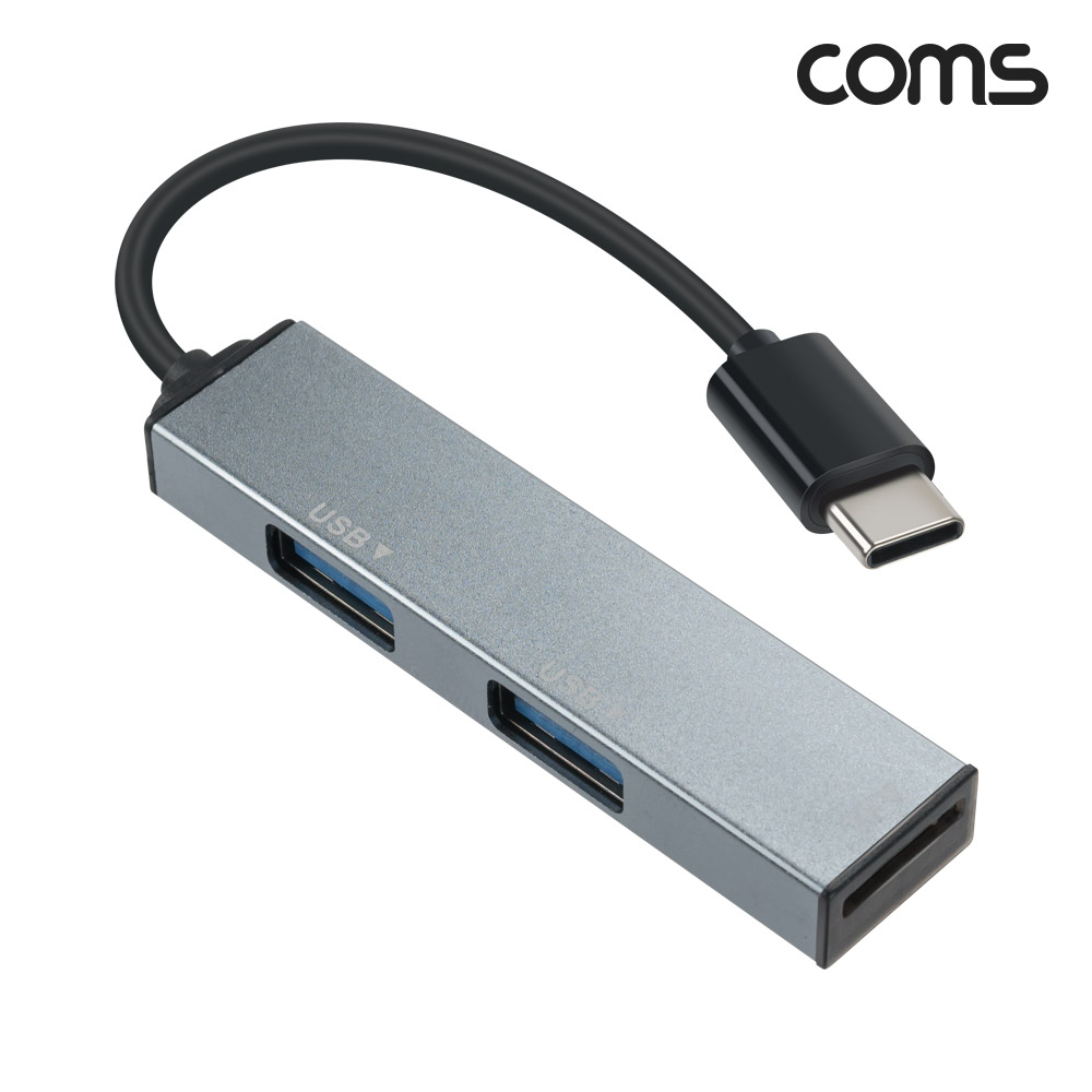 Coms USB 3.1 (Type C) 멀티 허브 3in1 USB 2.0 x 2포트 2port 외장형 카드리더기 Micro SD TF카드 C타입