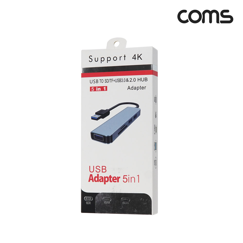 Coms USB 2.0 A타입 초슬림형 멀티 허브 5in1 USB 3.0 x 3포트 3port 외장형 카드리더기 Micro SD TF카드 SD카드