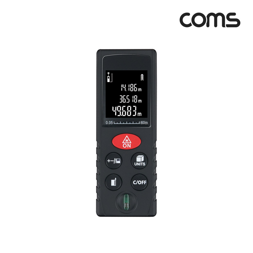 Coms 휴대용 레이저 거리 측정기, 최대 60m, 소형 미니 거리 면적 부피 측정