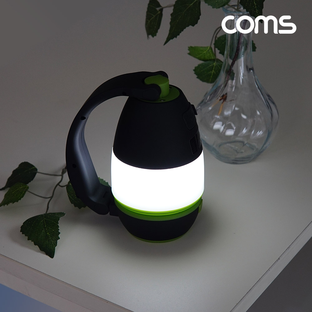 Coms 3 IN 1 멀티 캠핑랜턴, 다기능 다용도 LED 램프 조명 스탠드 거치대 후레쉬 손전등 야간