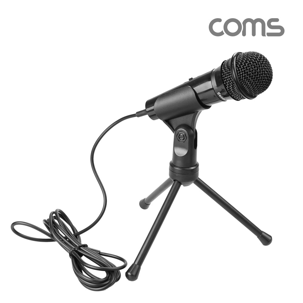 Coms 콘덴서 유선 마이크 black / 스테레오 3.5mm 3극 케이블
