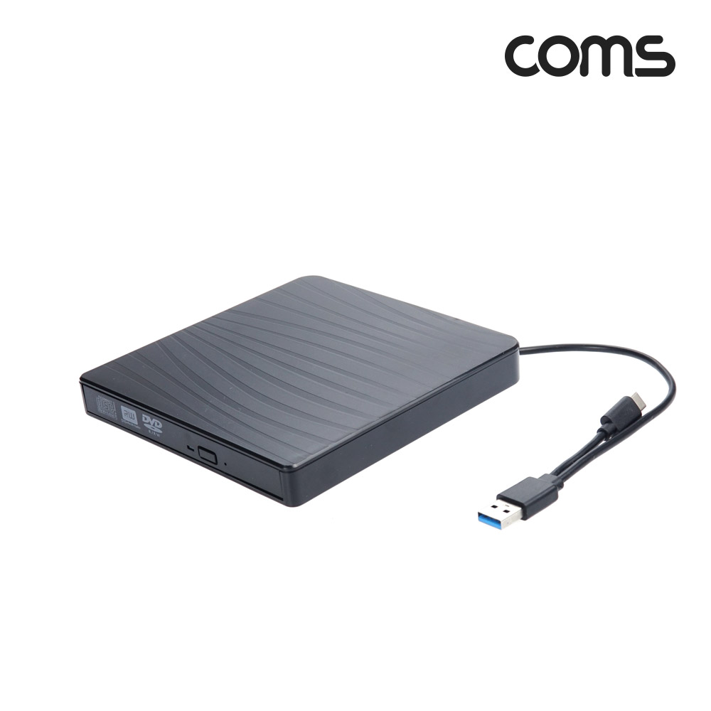 Coms USB 3.1(Type C) 외장형 ODD, DVD RW(Read/Writer) USB 2.0 Black