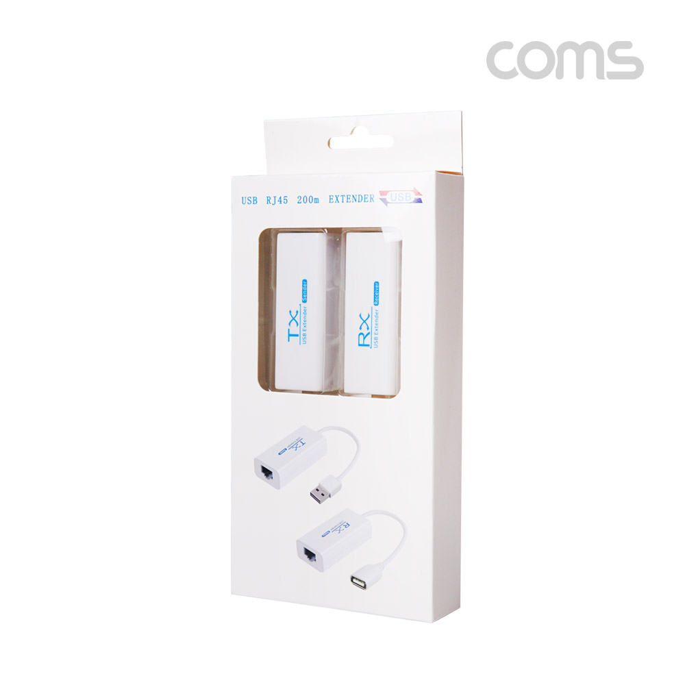 Coms USB 2.0 리피터(RJ45), 200M, LAN 랜케이블 랜선, RX/TX, 전송기 수신기, 무전원