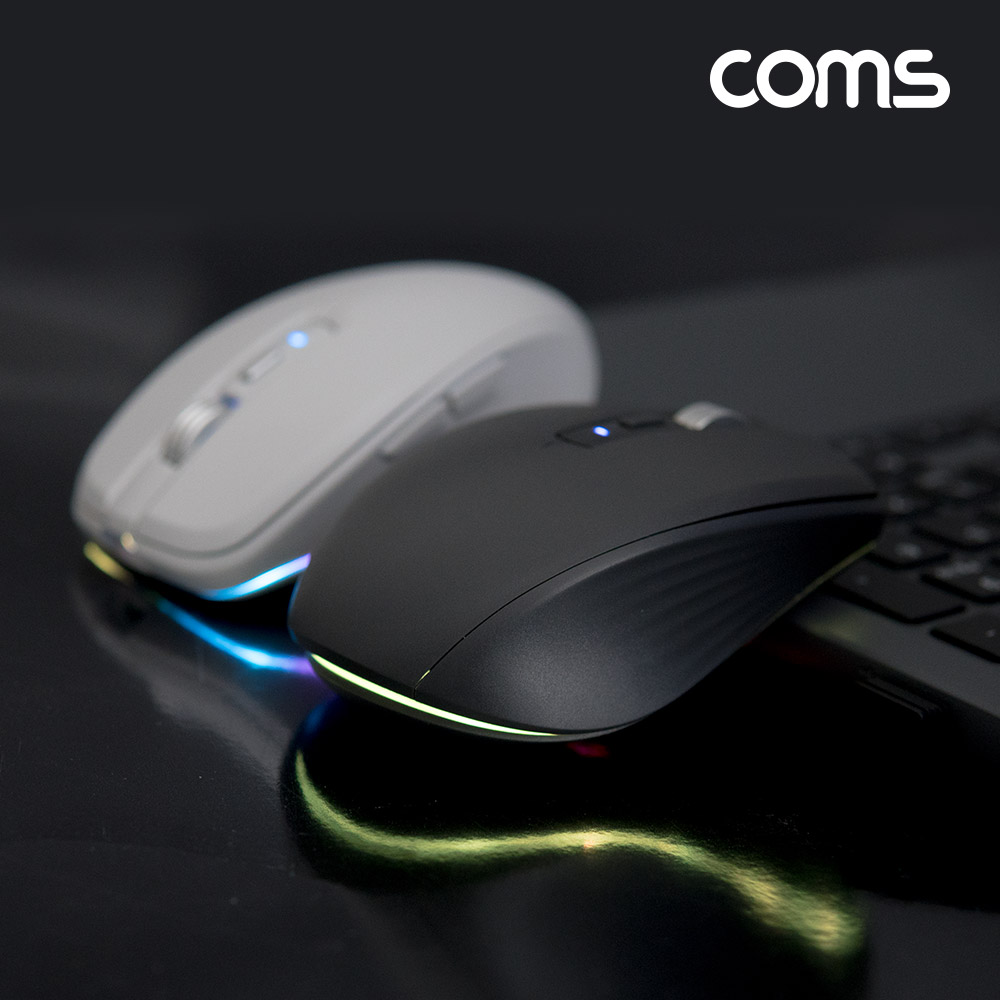 Coms LED 무선 블루투스 혼용 마우스 블랙, Black, 블루투스 v5.1 / 무선 2.4Ghz, 하이브리드, 무소음, 사이드버튼, C타입 충전, USB 3.1 (Type C)