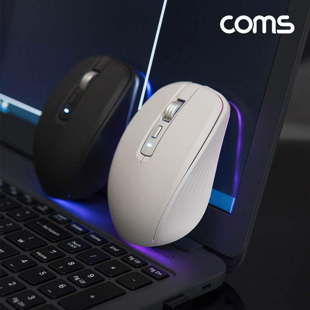 Coms LED 무선 블루투스 혼용 마우스 블랙, Black, 블루투스 v5.1 / 무선 2.4Ghz, 하이브리드, 무소음, 사이드버튼, C타입 충전, USB 3.1 (Type C)