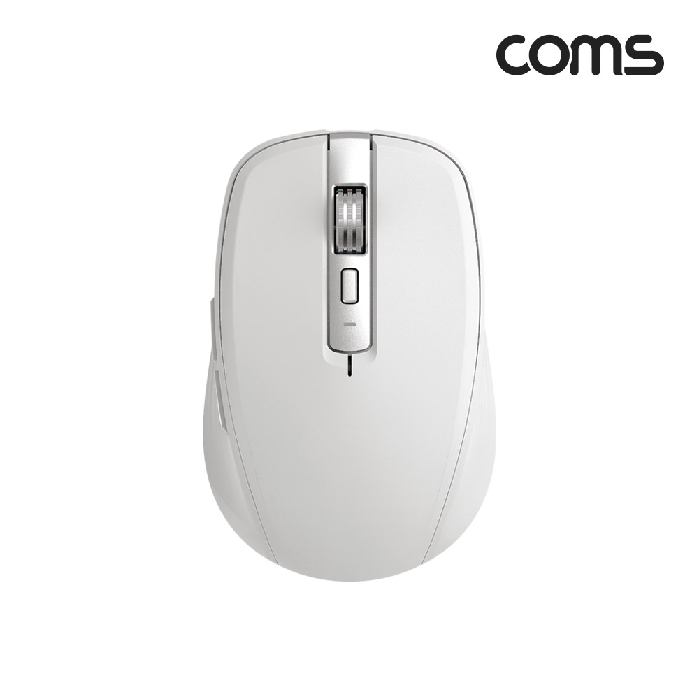 Coms LED 무선 블루투스 혼용 마우스 화이트, White, 블루투스 v5.1 / 무선 2.4Ghz, 하이브리드, 무소음, 사이드버튼, C타입 충전, USB 3.1 (Type C)