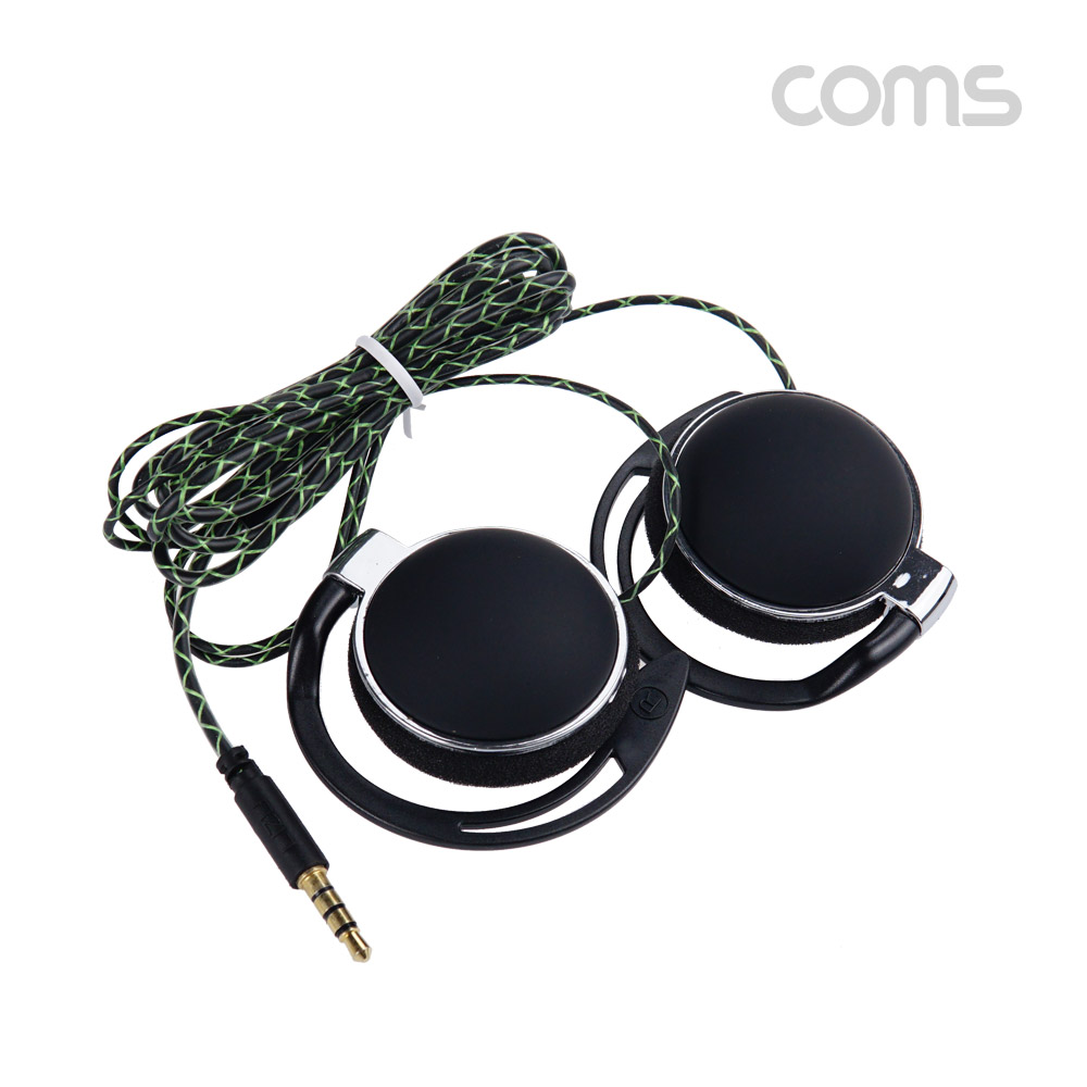 Coms 클립형 스테레오 이어폰 1.2m, 3.5mm 스테레오 / 컨트롤 리모콘, 마이크, Stereo, Black, 스포츠, 야외 활동, 운동