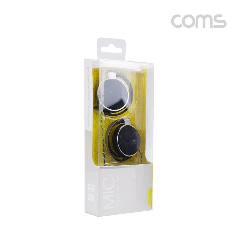 Coms 클립형 스테레오 이어폰 1.2m, 3.5mm 스테레오 / 컨트롤 리모콘, 마이크, Stereo, Black, 스포츠, 야외 활동, 운동