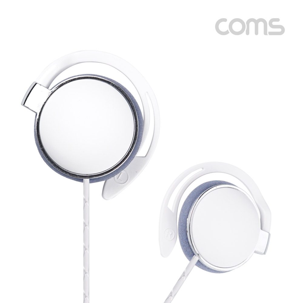 Coms 클립형 스테레오 이어폰 1.2m,  3.5mm 스테레오 / 컨트롤 리모콘, 마이크, Stereo, White, 스포츠, 야외 활동, 운동