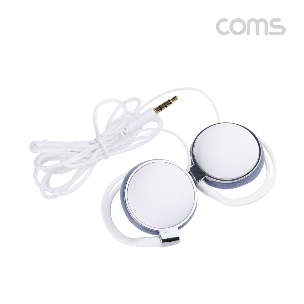 Coms 클립형 스테레오 이어폰 1.2m,  3.5mm 스테레오 / 컨트롤 리모콘, 마이크, Stereo, White, 스포츠, 야외 활동, 운동
