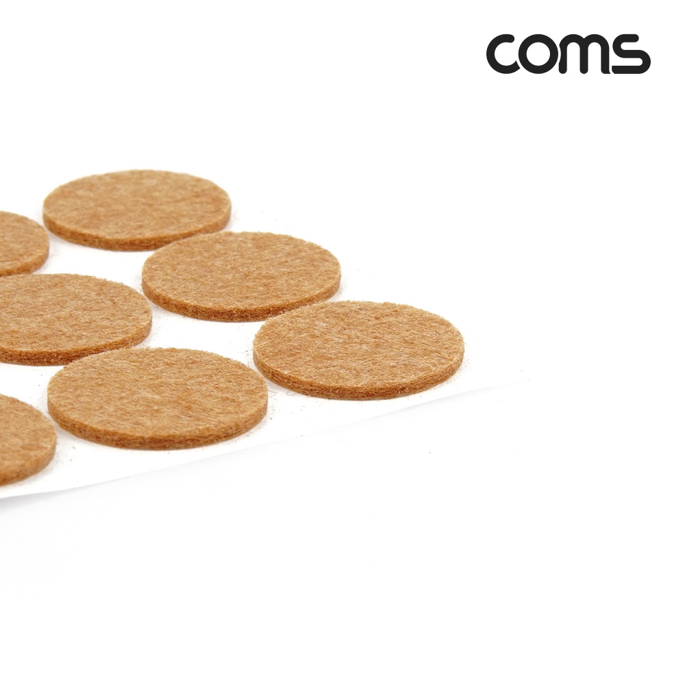 Coms 소음방지 스티커, 18개입, 원형/브라운/펠트, 패드 스티커, 미끄럼 충격 긁힘 방지, 가드