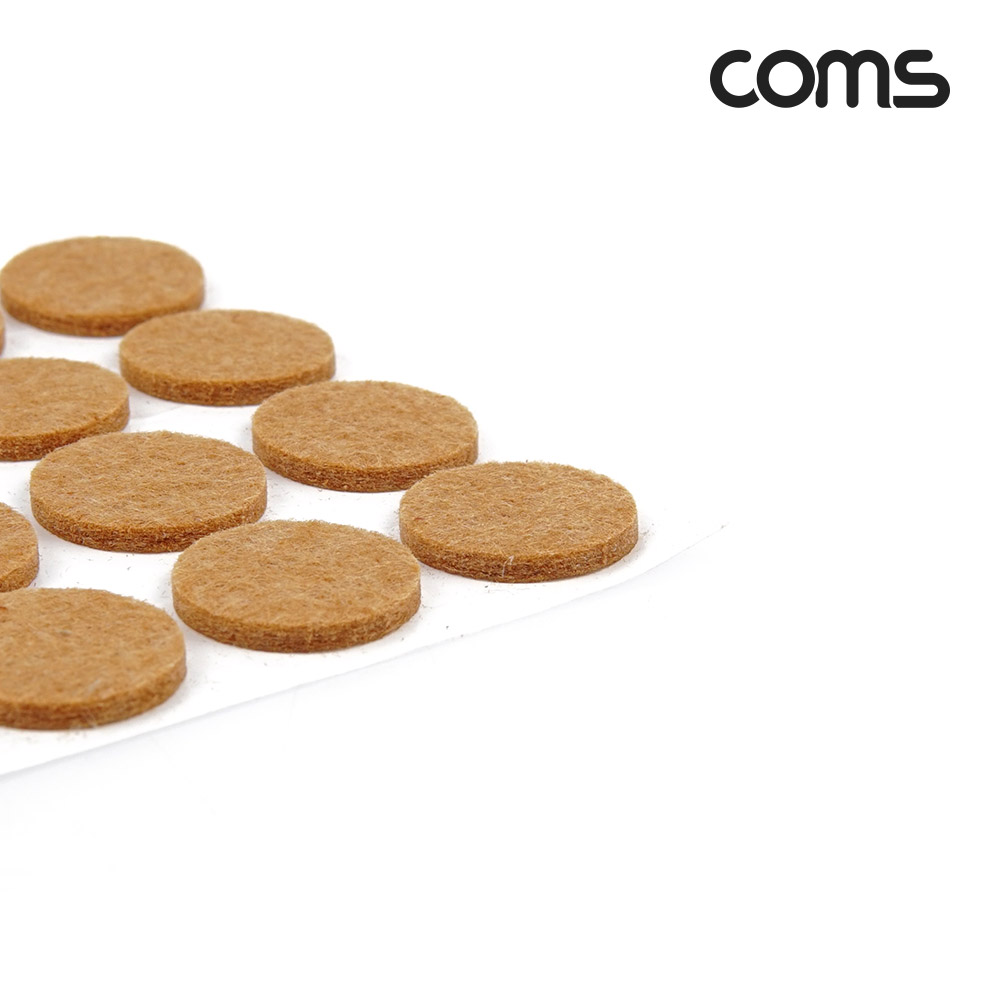 Coms 소음방지 스티커, 32개입, 원형/브라운/펠트, 패드 스티커, 미끄럼 충격 긁힘 방지, 가드