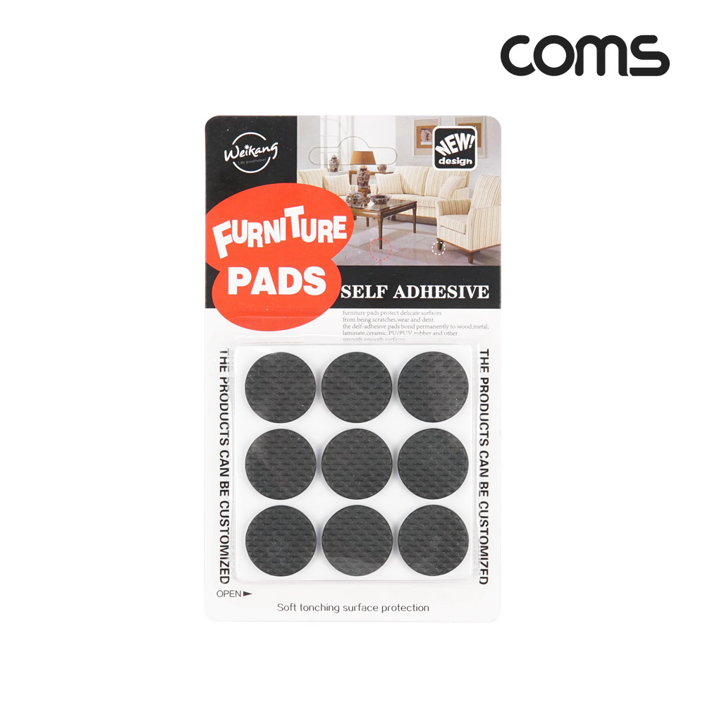 Coms 소음방지 스티커, 18개입, 원형/블랙/EVA, 패드 스티커, 미끄럼 충격 긁힘 방지, 가드