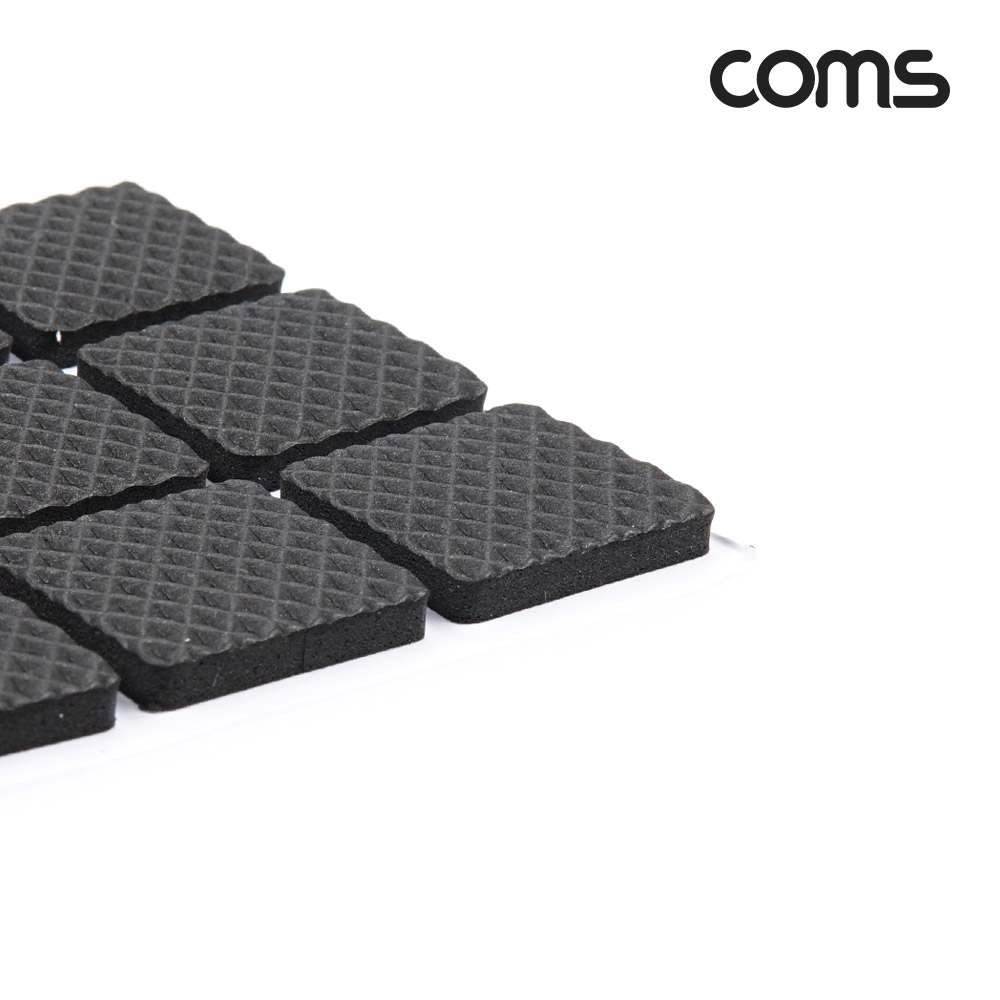 Coms 소음방지 스티커, 18개입, 사각/블랙/EVA, 패드 스티커, 미끄럼 충격 긁힘 방지, 가드