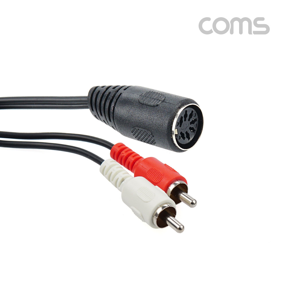 Coms 딘 변환 케이블 2분배 Y형 RCA 2선 2RCA M/Din 7P F 50cm