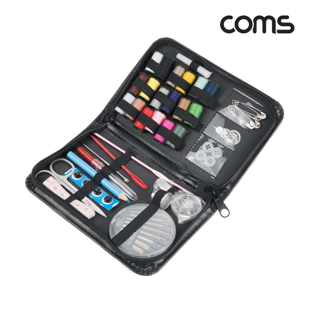 Coms 휴대용 반짇고리 76SET 바느질 케이스 파우치 재봉 봉제 실 바늘 옷수선 반짓고리 세트
