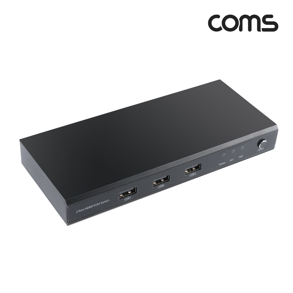 Coms 2포트 HDMI 2.0 KVM 스위치(2x1), 4K@60Hz, PC 2대 연결, USB 주변장치 연결