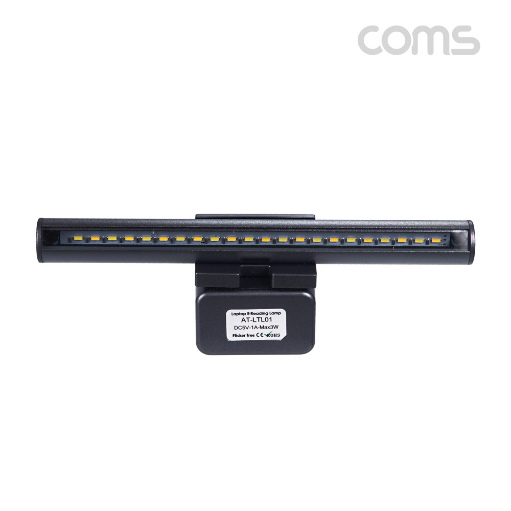Coms 노트북 거치 LED 조명, 조명바, USB 램프, 상시전원, 터치, 3~10mm 거치 가능, 독서, 공부, C타입, USB 3.1(Type C), 케이블 젠더 포함