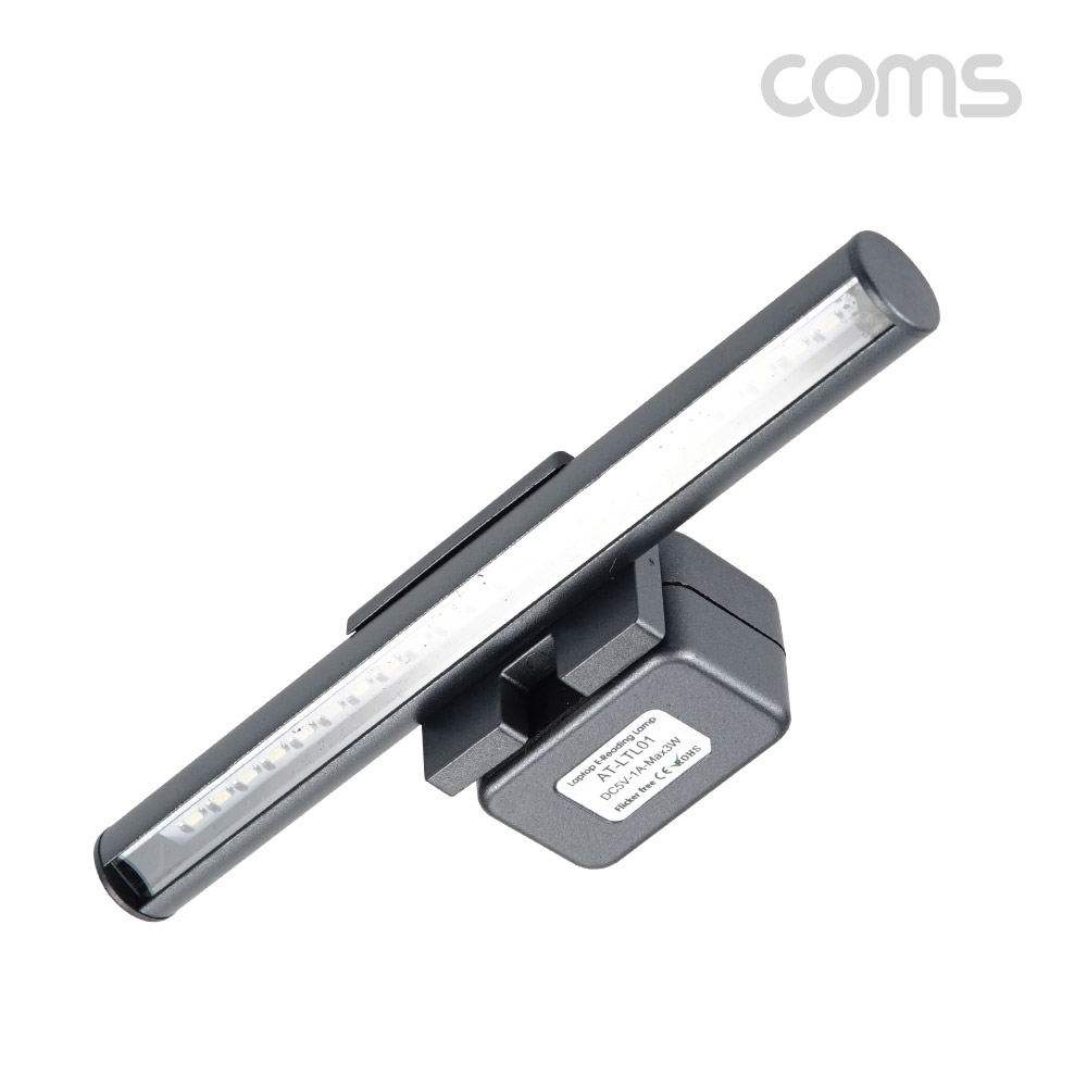 Coms 노트북 거치 LED 조명, 조명바, USB 램프, 상시전원, 터치, 3~10mm 거치 가능, 독서, 공부, C타입, USB 3.1(Type C), 케이블 젠더 포함