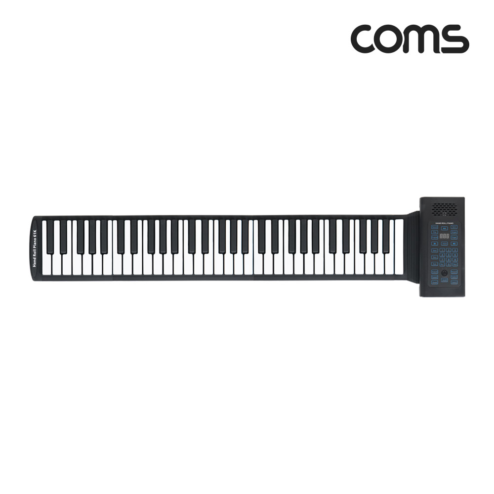 Coms 무선 접이식 롤 피아노 건반 키보드 디지털 전자 휴대용 61Key 연습용 롤업
