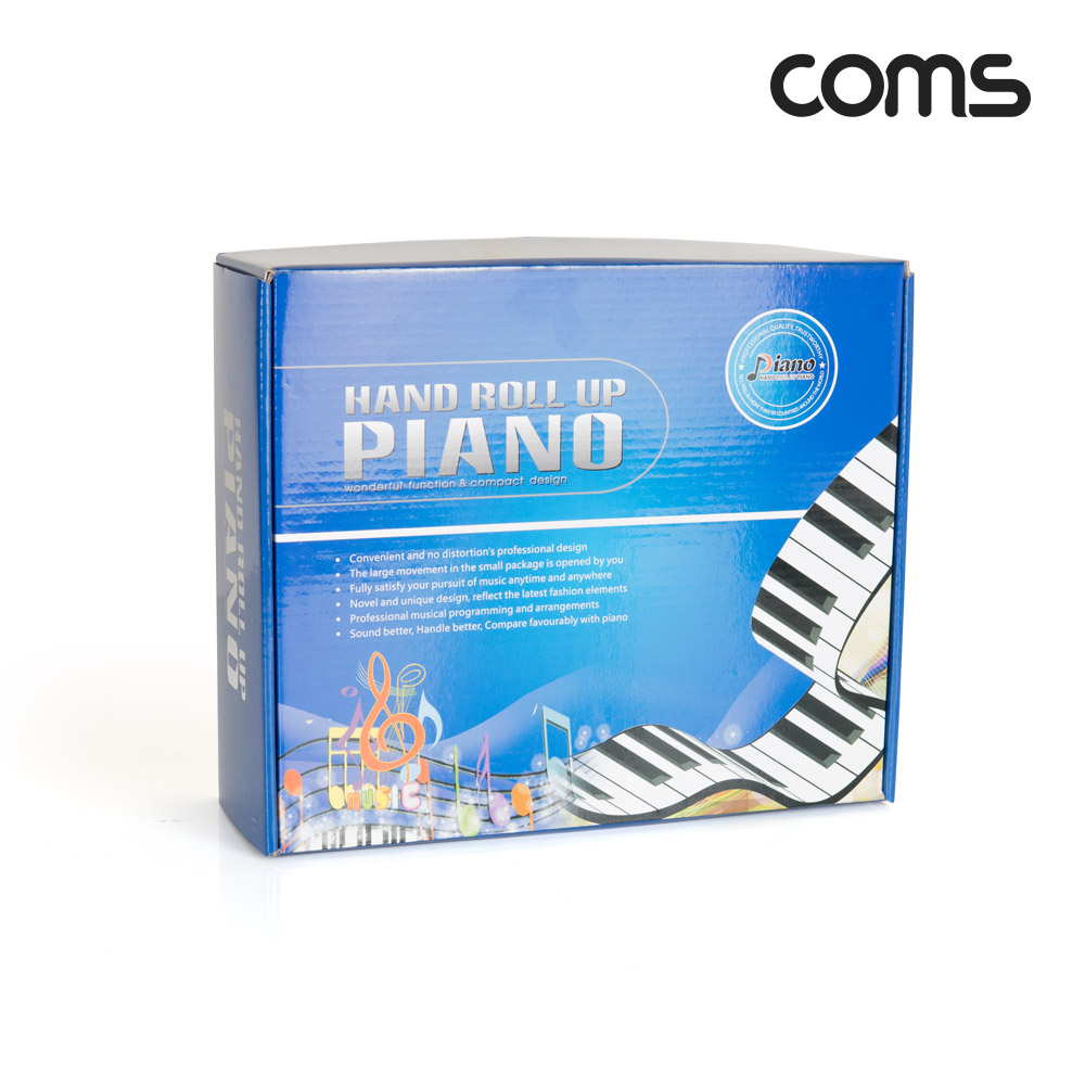 Coms 무선 접이식 롤 피아노 건반 키보드 디지털 전자 휴대용 61Key 연습용 롤업