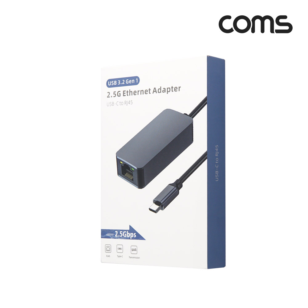 Coms USB 3.1 type C to 기가비트 이더넷, 어댑터, 컨버터, 2.5Gbps, Gigabit Ethernet 허브 RJ45 네트워크 기가 랜 LAN, C타입