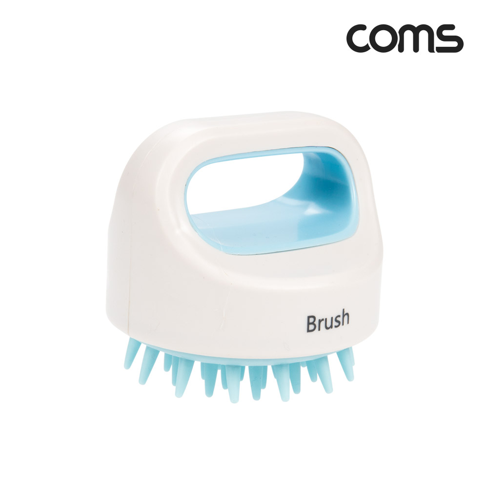 Coms 샴푸 두피 브러쉬 마시지 실리콘 헤어 솔 케어 Blue