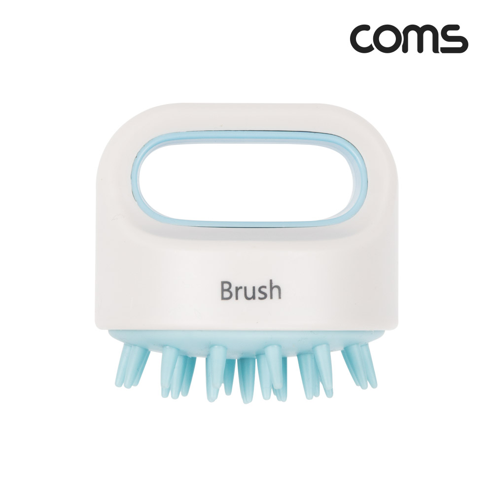 Coms 샴푸 두피 브러쉬 마시지 실리콘 헤어 솔 케어 Blue