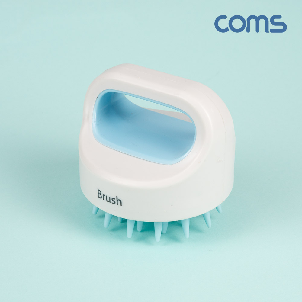 Coms 샴푸 두피 브러쉬 마시지 실리콘 헤어 솔 케어 Blue