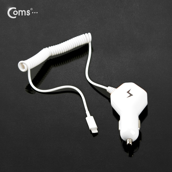 Coms 차량용 USB 1P 시가잭+충전케이블(iOS 스마트폰 5/5S) 5V/2.1A / 시거잭