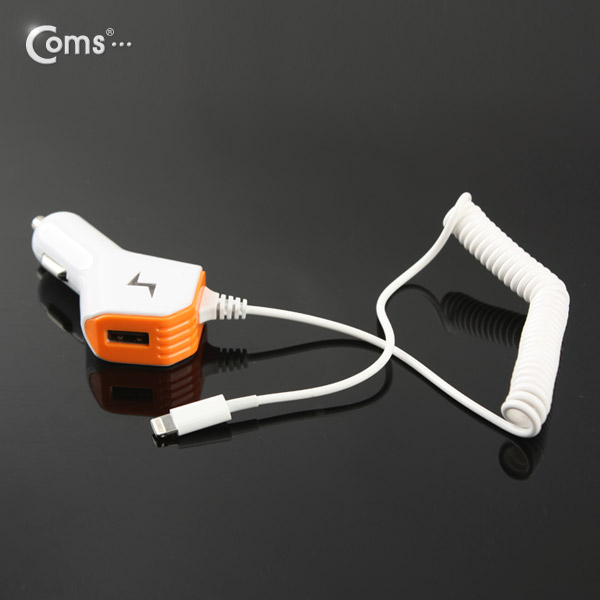 Coms 차량용 USB 1P 시가잭+충전케이블(iOS 스마트폰 5/5S) 5V/2.1A / 시거잭