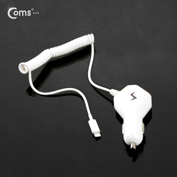 Coms 차량용 USB 1P 시가잭+충전케이블(iOS 스마트폰 5/5S),5V/2.1A / 시거잭