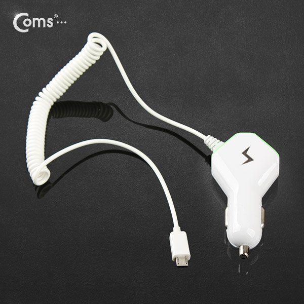 Coms 차량용 USB 1P 시가잭+충전케이블(Micro B),5V/2.1A / 시거잭