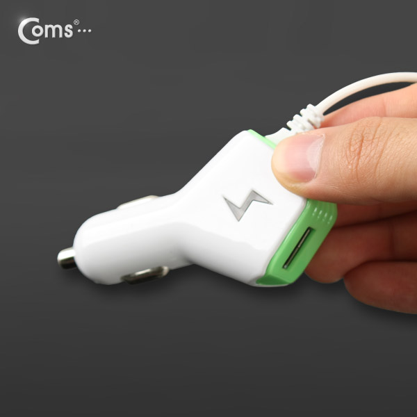 Coms 차량용 USB 1P 시가잭+충전케이블(Micro B),5V/2.1A / 시거잭