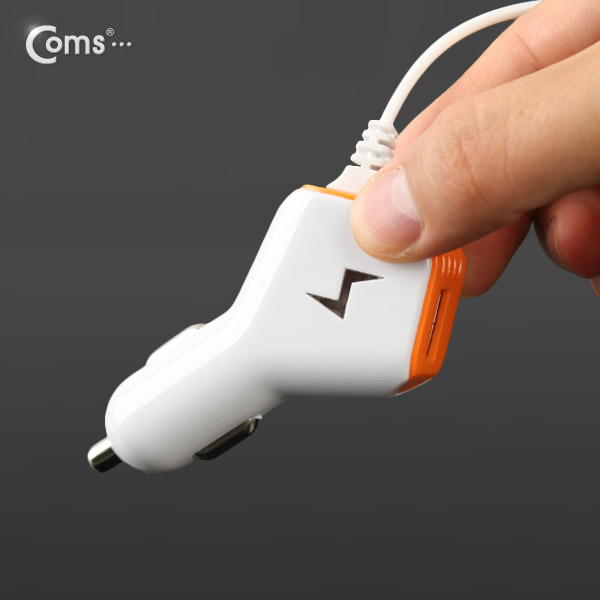 Coms 차량용 USB 1P 시가잭+충전케이블(iOS 스마트폰 5/5S),5V/2.1A / 시거잭