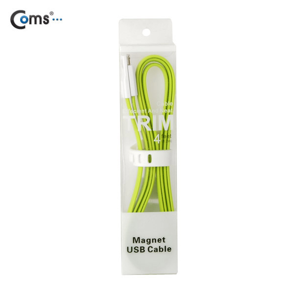 Coms iOS 스마트폰5 8핀 (8Pin) 케이블(Flat형/자석), Green, 1.2M