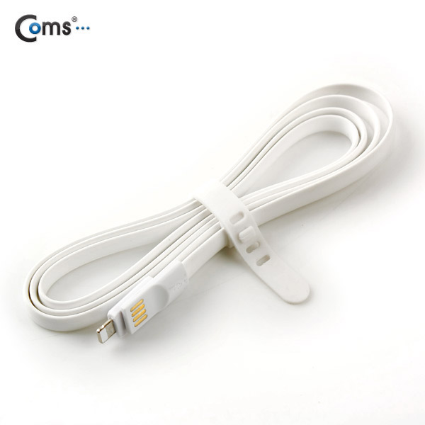 Coms iOS 스마트폰5 8핀 (8Pin) 케이블(Flat형/자석), White, 1.2M