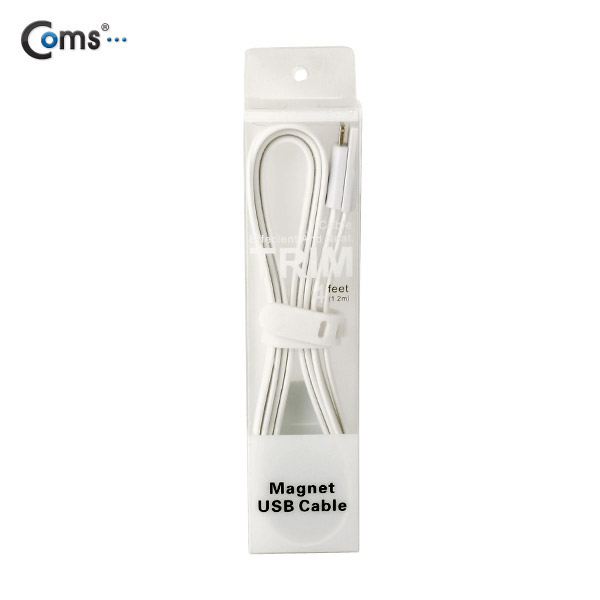 Coms iOS 스마트폰5 8핀 (8Pin) 케이블(Flat형/자석), White, 1.2M