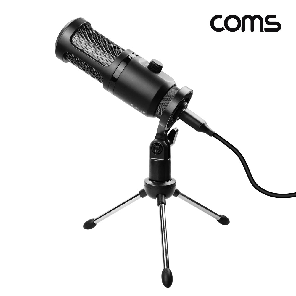 Coms RGB LED 콘덴서 마이크, 미니 스탠딩, USB 유선, USB 3.1, Type C, C타입, 탁상용, 가벼운 마이크, 192KHz 24Bit, 음성 녹음, 음소거 터치, 1인 미디어 인터넷방송