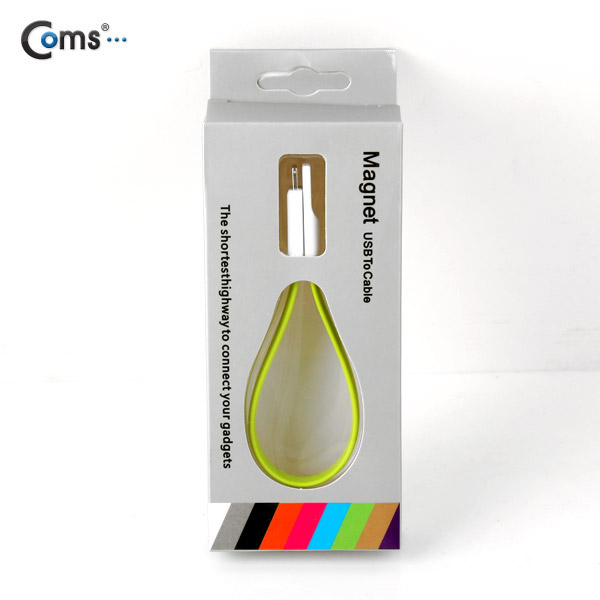 Coms iOS 스마트폰5 8핀 (8Pin) 케이블(Flat형/자석), Green, 20cm