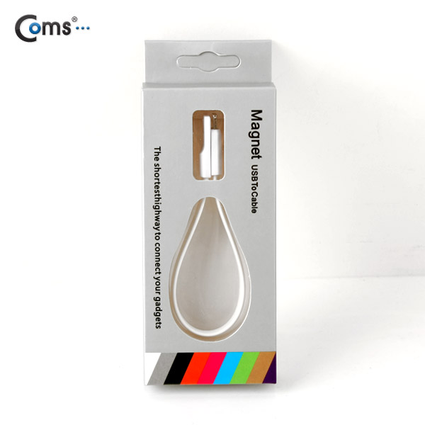 Coms iOS 스마트폰5 8핀 (8Pin) 케이블(Flat형/자석), White, 20cm