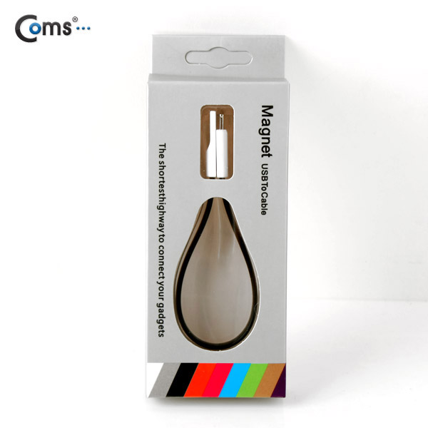 Coms iOS 스마트폰5 8핀 (8Pin) 케이블(Flat형/자석), Black, 20cm