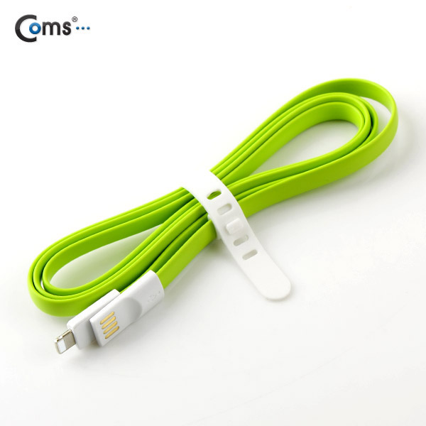 Coms iOS 스마트폰 5 케이블(Flat형/자석), Green, 1.2M/8핀