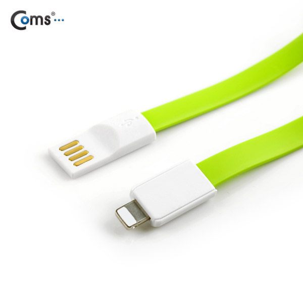 Coms iOS 스마트폰 5 케이블(Flat형/자석), Green, 1.2M/8핀