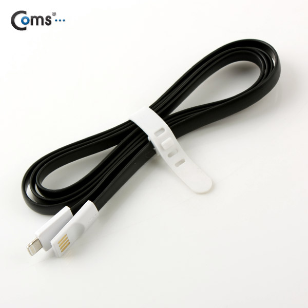 Coms iOS 스마트폰 5 케이블(Flat형/자석), Black, 1.2M/8핀