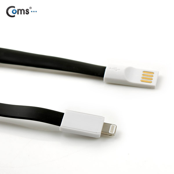 Coms iOS 스마트폰 5 케이블(Flat형/자석), Black, 1.2M/8핀
