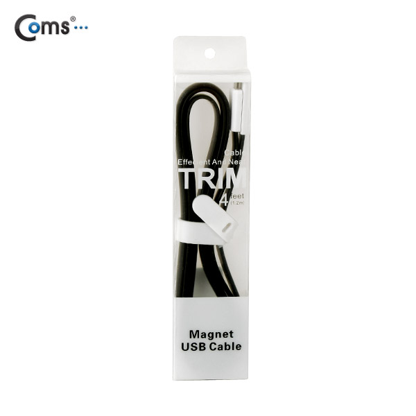 Coms iOS 스마트폰 5 케이블(Flat형/자석), Black, 1.2M/8핀