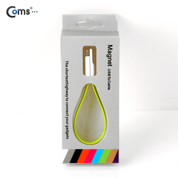 Coms iOS 스마트폰 5 케이블(Flat형/자석), Green, 20cm/8핀