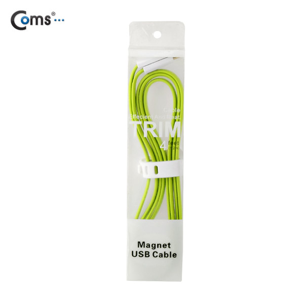 Coms USB/Micro USB(B) 케이블(Flat형/자석), Green, 1.2M