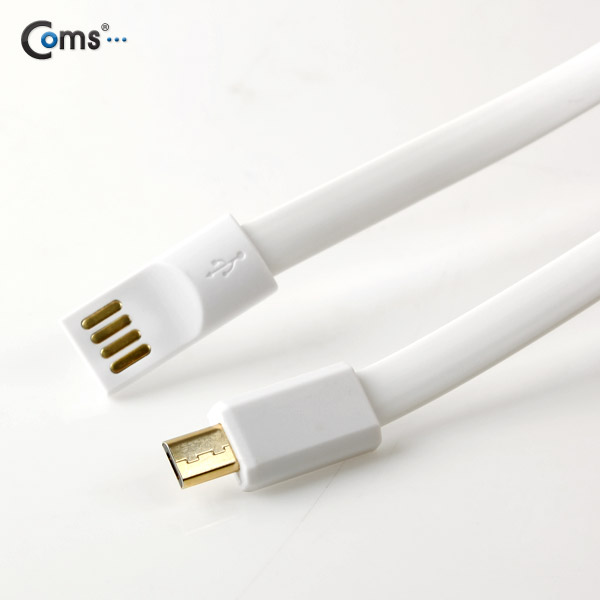 Coms USB/Micro USB(B) 케이블(Flat형/자석), White, 1.2M